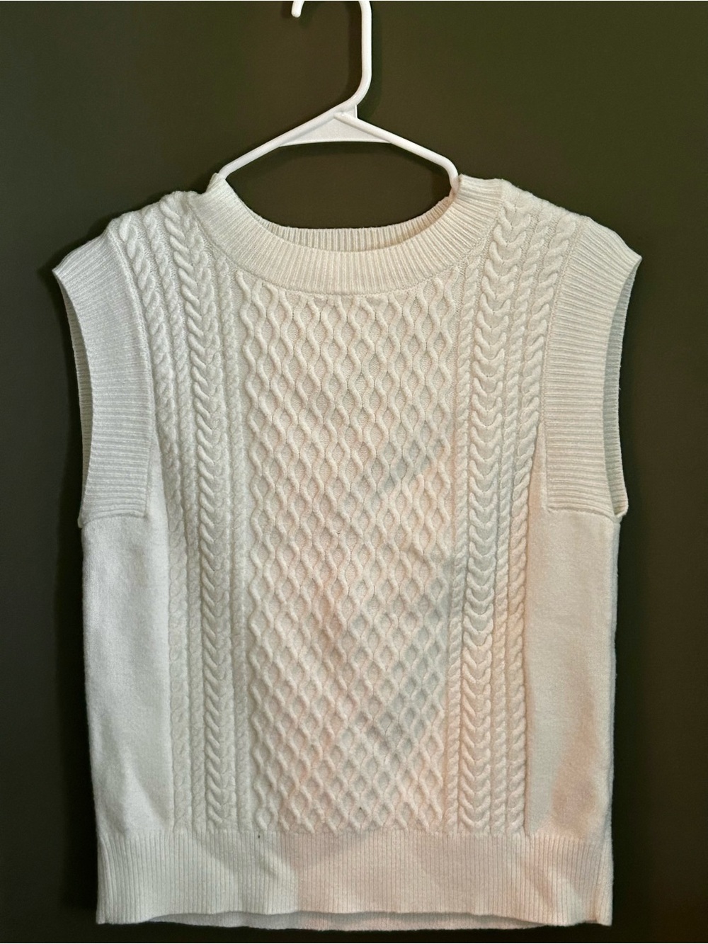 Cyrus Ivory Cable Knit Sleeveless Crewneck Sweater Vest